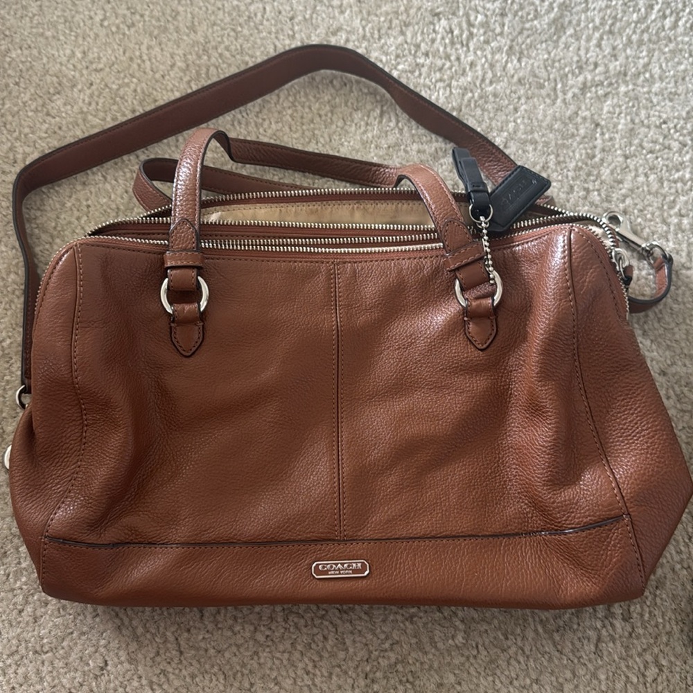 Coach pebble leather shoulder bag w/ strap